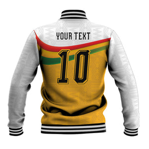 Custom Ghana Football Baseball Jacket Abstract Flag and Kente Pattern