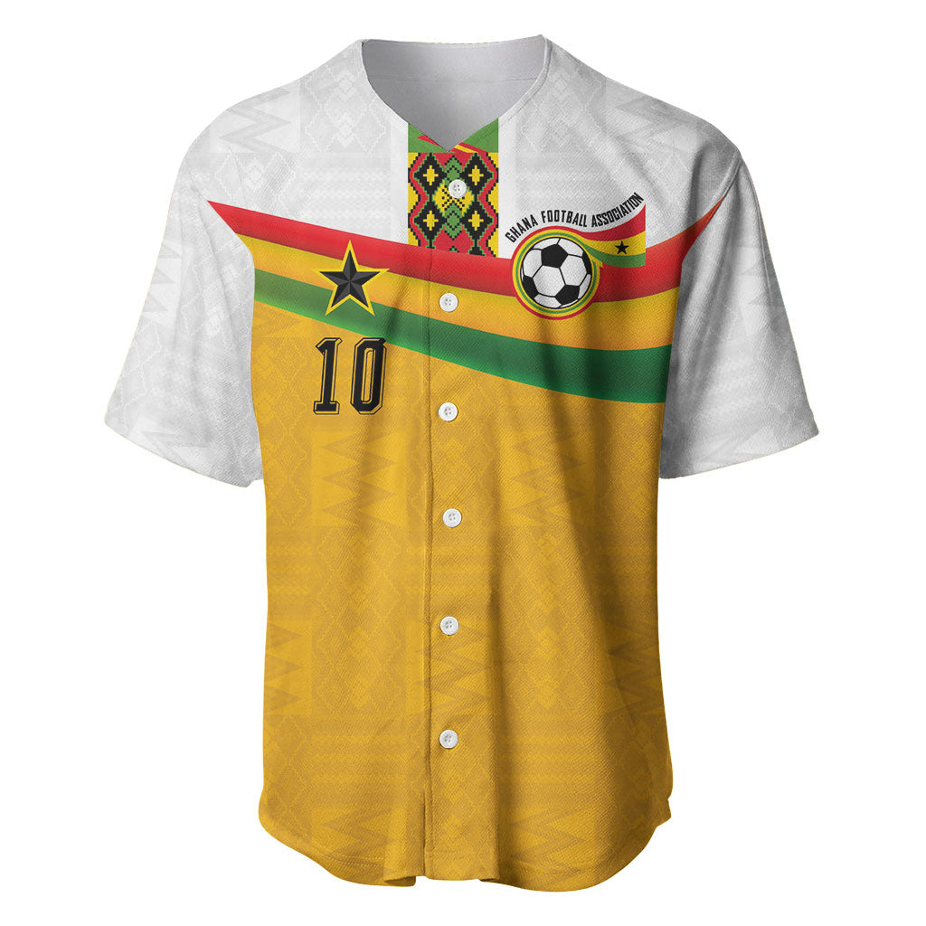 Custom Ghana Football Baseball Jersey Abstract Flag and Kente Pattern