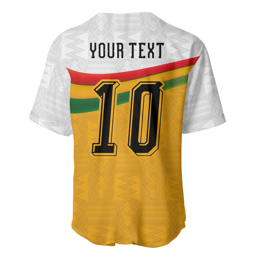 Custom Ghana Football Baseball Jersey Abstract Flag and Kente Pattern
