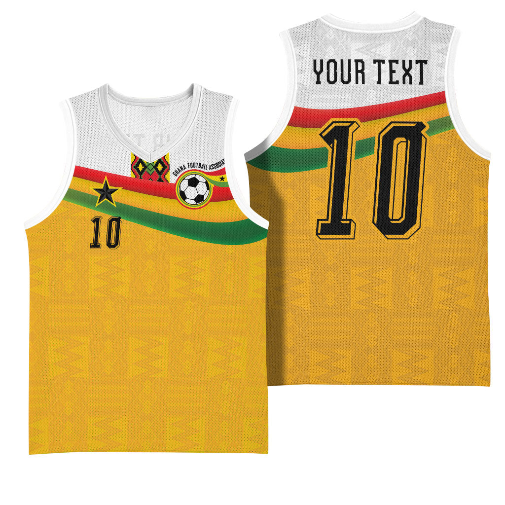 Custom Ghana Football Basketball Jersey Abstract Flag and Kente Pattern