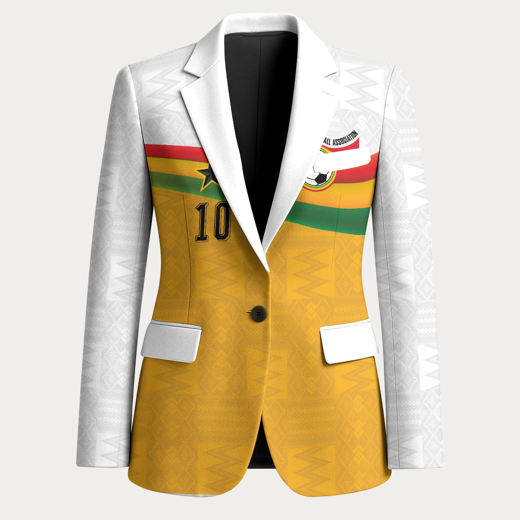 Custom Ghana Football Blazer Abstract Flag and Kente Pattern