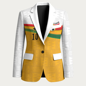 Custom Ghana Football Blazer Abstract Flag and Kente Pattern