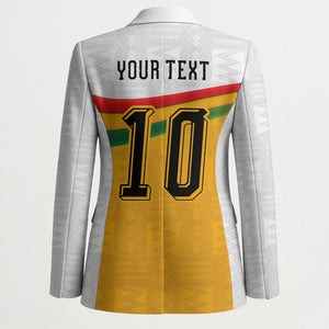 Custom Ghana Football Blazer Abstract Flag and Kente Pattern