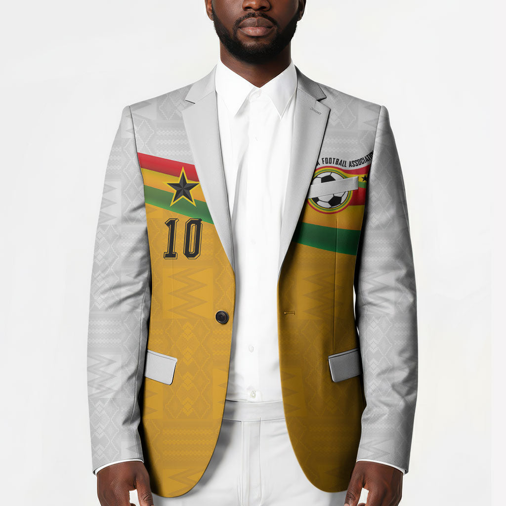 Custom Ghana Football Blazer Abstract Flag and Kente Pattern