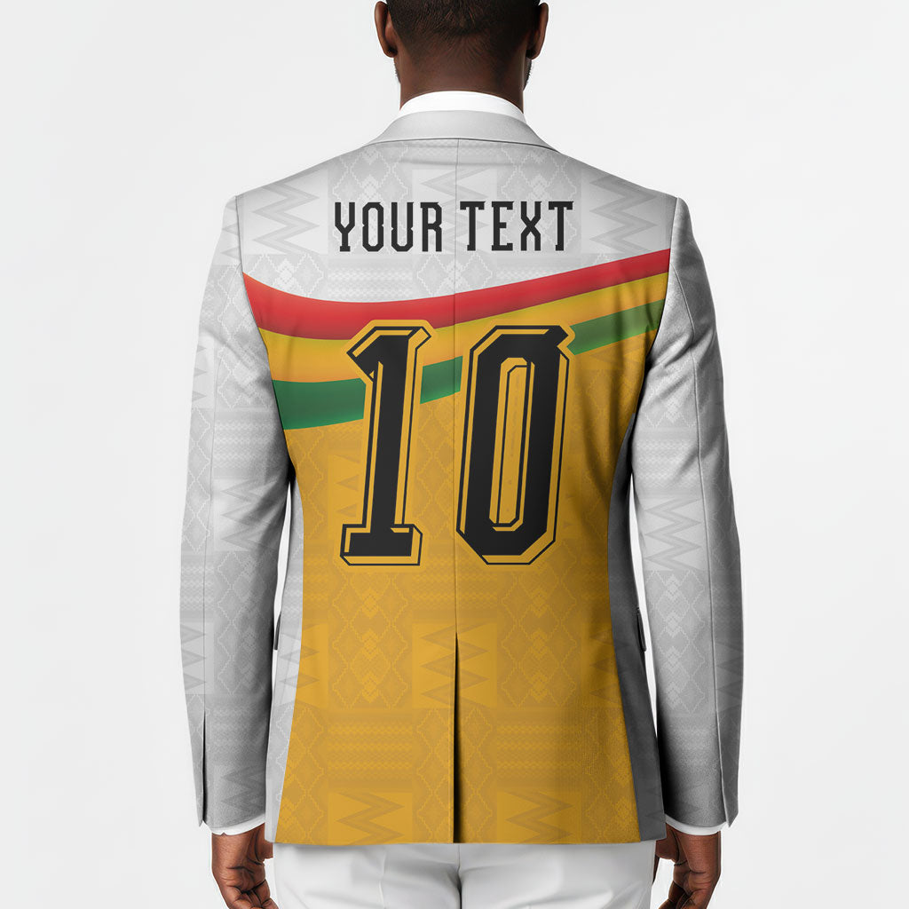 Custom Ghana Football Blazer Abstract Flag and Kente Pattern