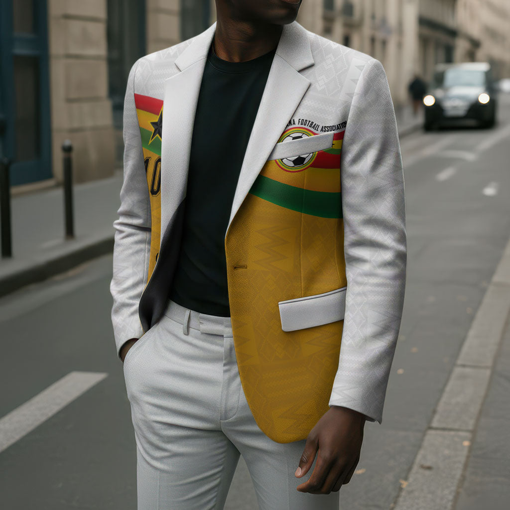 Custom Ghana Football Blazer Abstract Flag and Kente Pattern