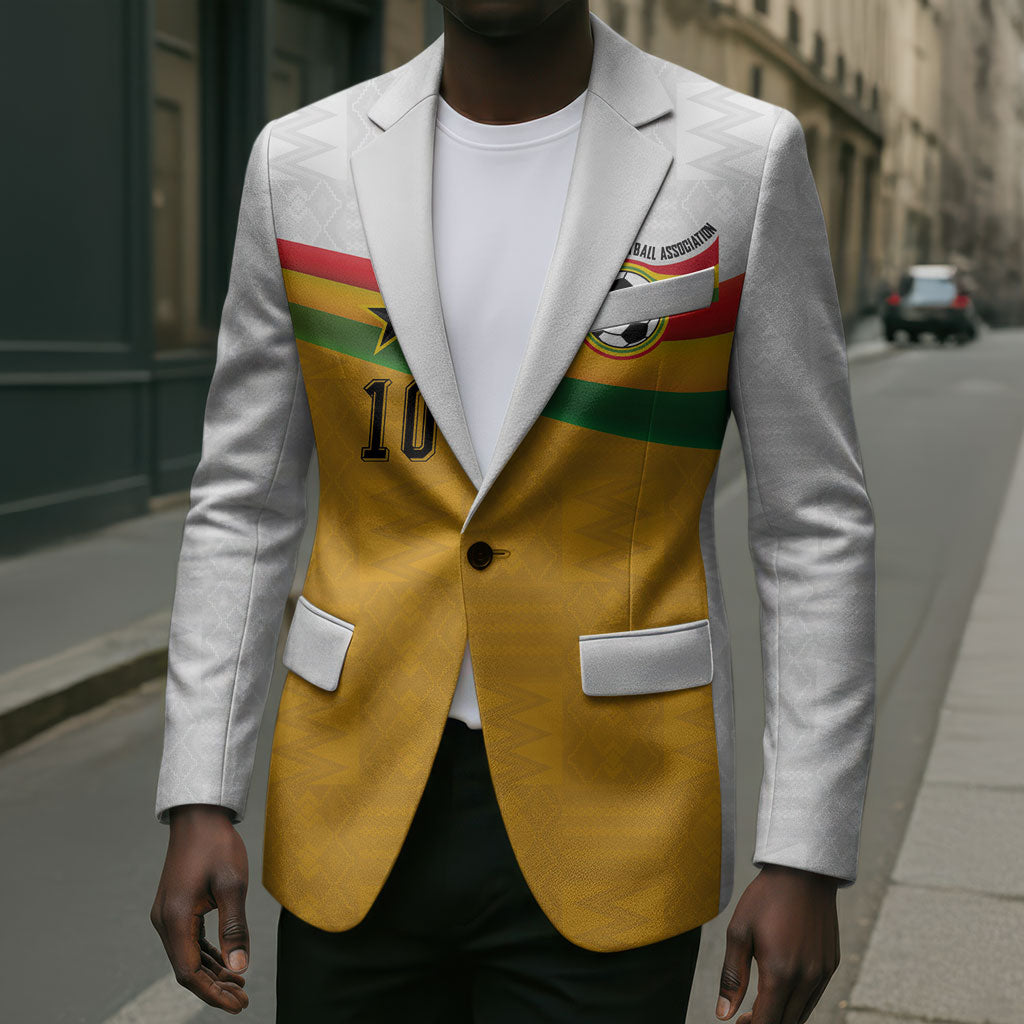 Custom Ghana Football Blazer Abstract Flag and Kente Pattern
