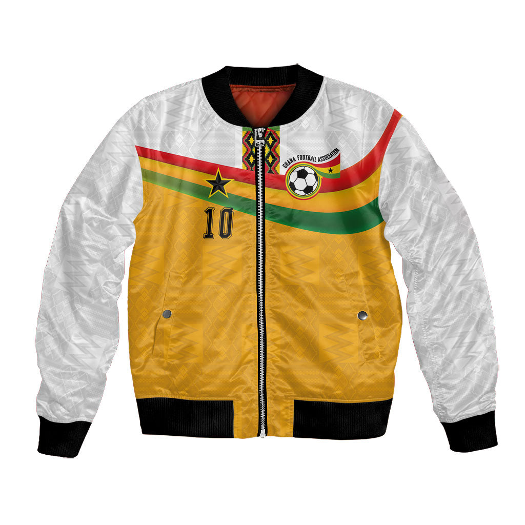 Custom Ghana Football Bomber Jacket Abstract Flag and Kente Pattern