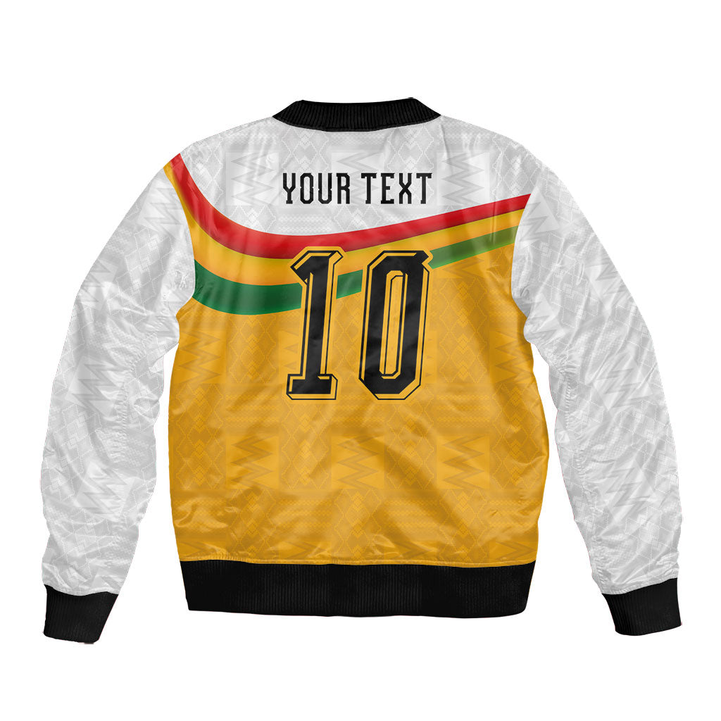 Custom Ghana Football Bomber Jacket Abstract Flag and Kente Pattern