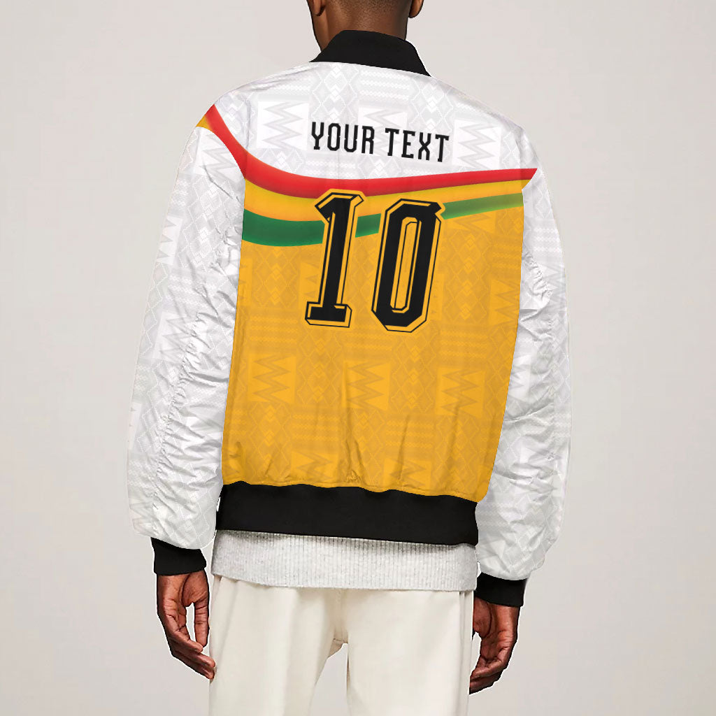 Custom Ghana Football Bomber Jacket Abstract Flag and Kente Pattern