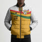 Custom Ghana Football Bomber Puffer Jacket Abstract Flag and Kente Pattern