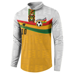 Custom Ghana Football Button Sweatshirt Abstract Flag and Kente Pattern