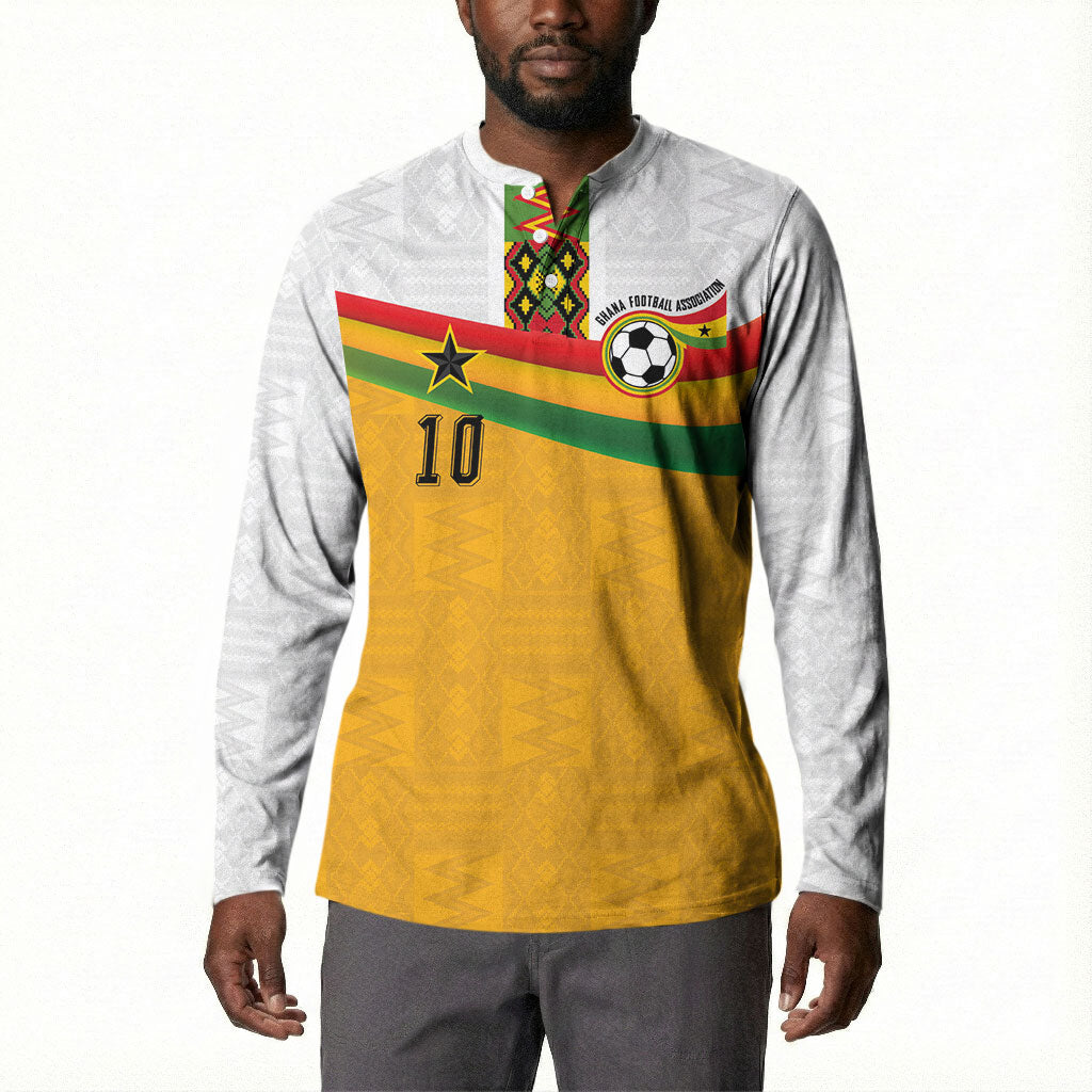 Custom Ghana Football Button Sweatshirt Abstract Flag and Kente Pattern