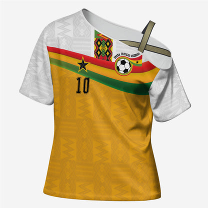 Custom Ghana Football Cross Shoulder Shirt Abstract Flag and Kente Pattern