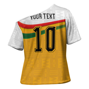 Custom Ghana Football Cross Shoulder Shirt Abstract Flag and Kente Pattern