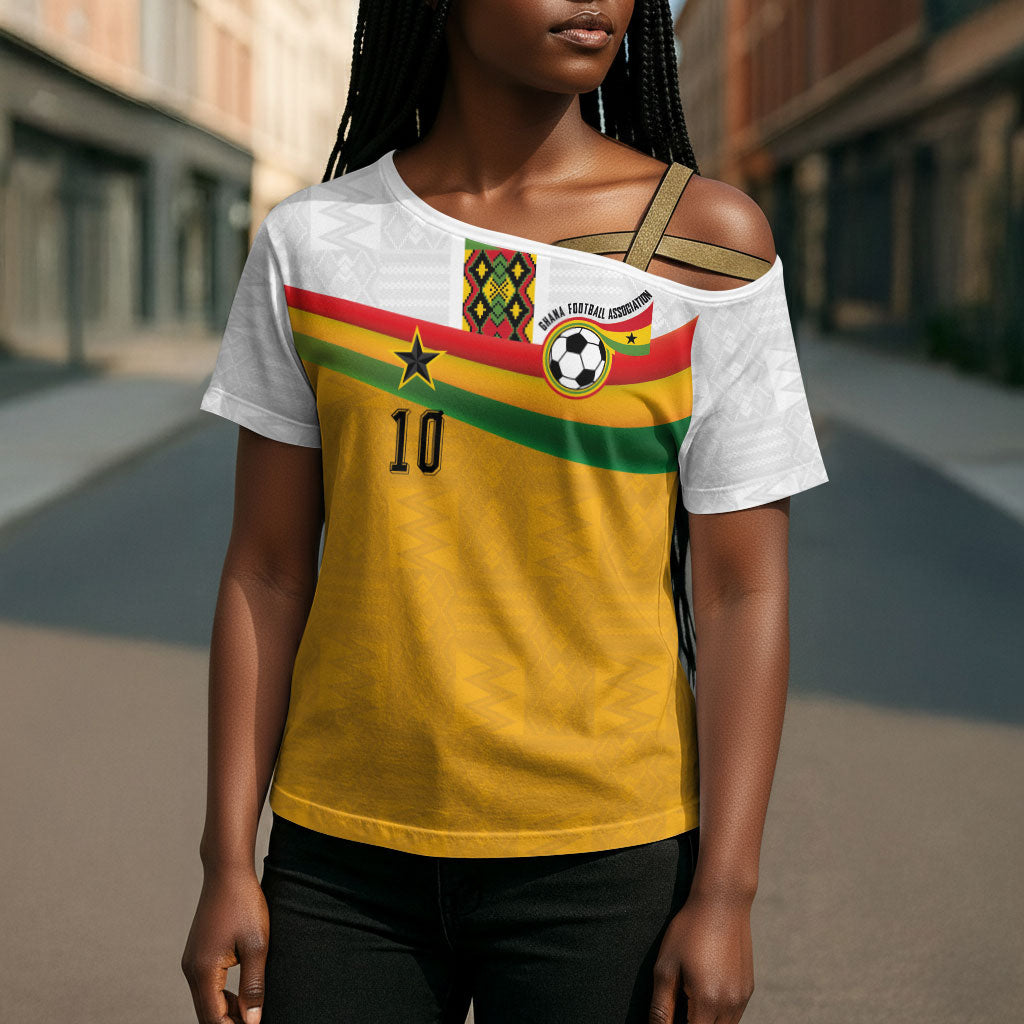 Custom Ghana Football Cross Shoulder Shirt Abstract Flag and Kente Pattern