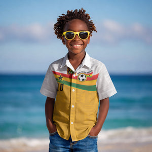 Custom Ghana Football Kid Hawaiian Shirt Abstract Flag and Kente Pattern