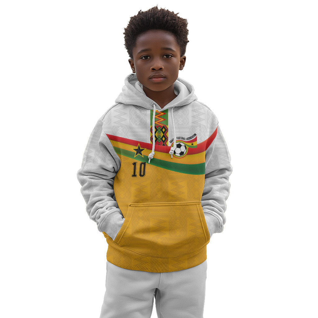 Custom Ghana Football Kid Hoodie Abstract Flag and Kente Pattern