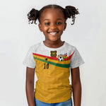 Custom Ghana Football Kid T shirt Abstract Flag and Kente Pattern