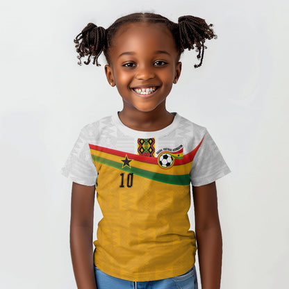Custom Ghana Football Kid T shirt Abstract Flag and Kente Pattern