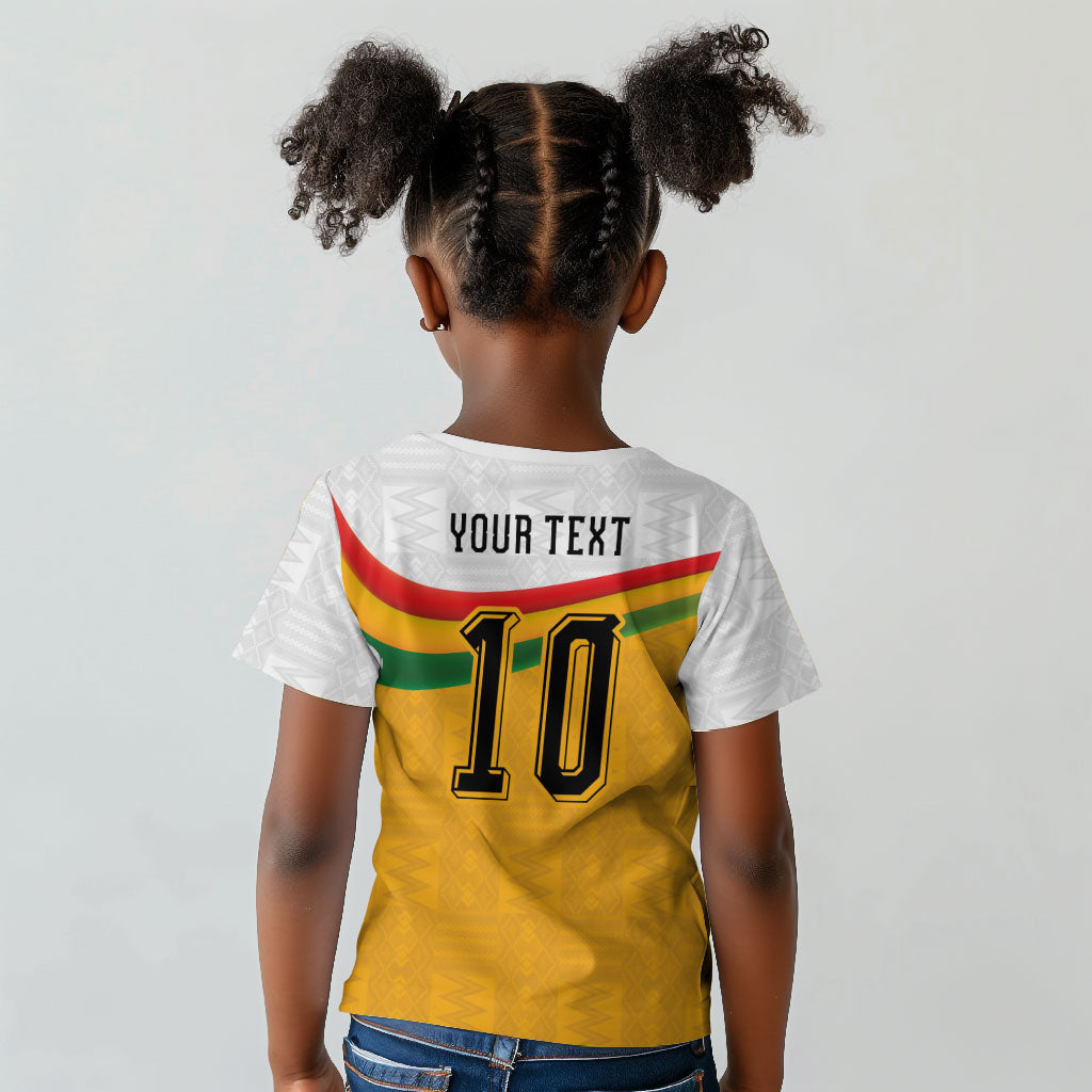 Custom Ghana Football Kid T shirt Abstract Flag and Kente Pattern