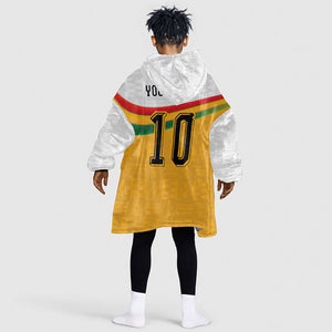 Custom Ghana Football Kid Wearable Blanket Hoodie Abstract Flag and Kente Pattern