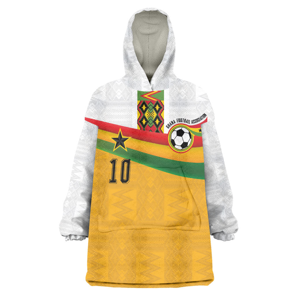 Custom Ghana Football Kid Wearable Blanket Hoodie Abstract Flag and Kente Pattern