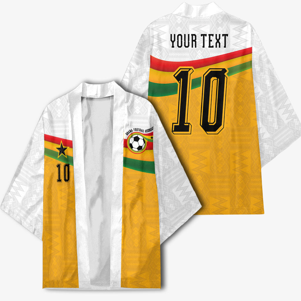 Custom Ghana Football Kimono Abstract Flag and Kente Pattern