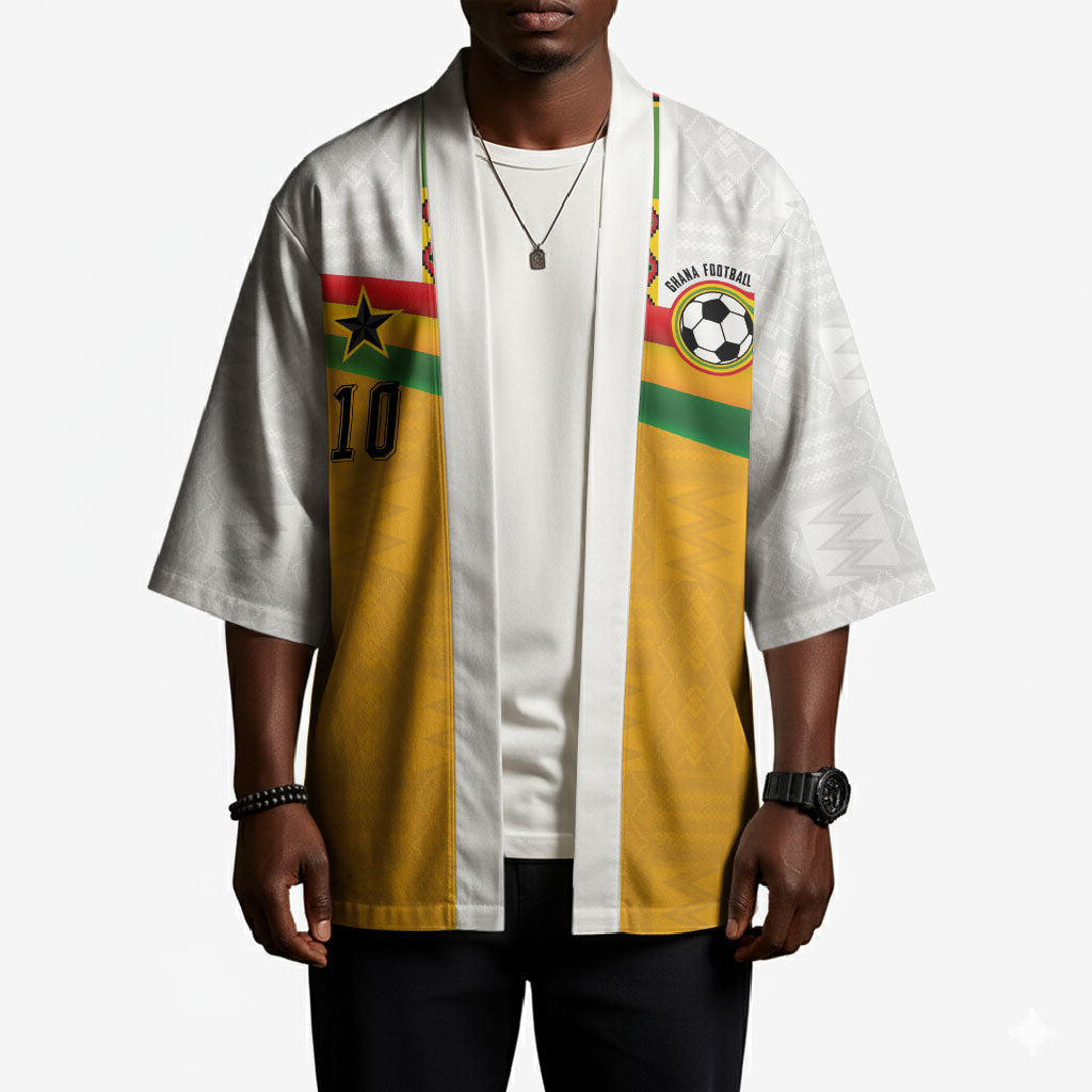 Custom Ghana Football Kimono Abstract Flag and Kente Pattern