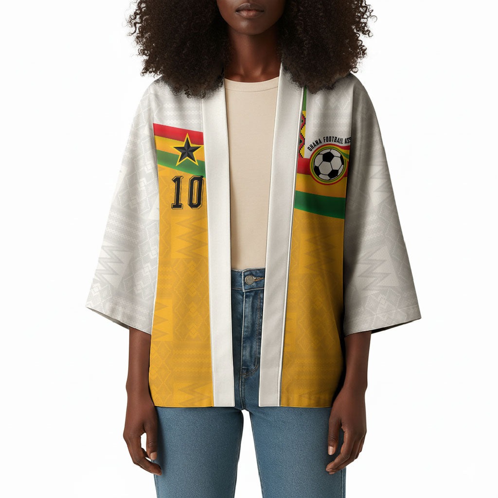 Custom Ghana Football Kimono Abstract Flag and Kente Pattern