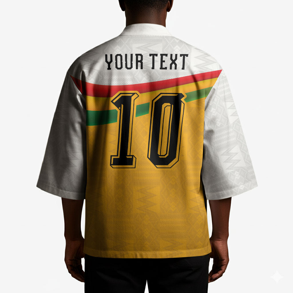 Custom Ghana Football Kimono Abstract Flag and Kente Pattern