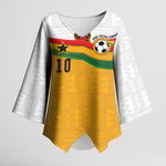 Custom Ghana Football Kimono Sleeve Blouse Abstract Flag and Kente Pattern