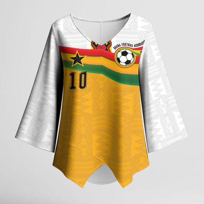 Custom Ghana Football Kimono Sleeve Blouse Abstract Flag and Kente Pattern