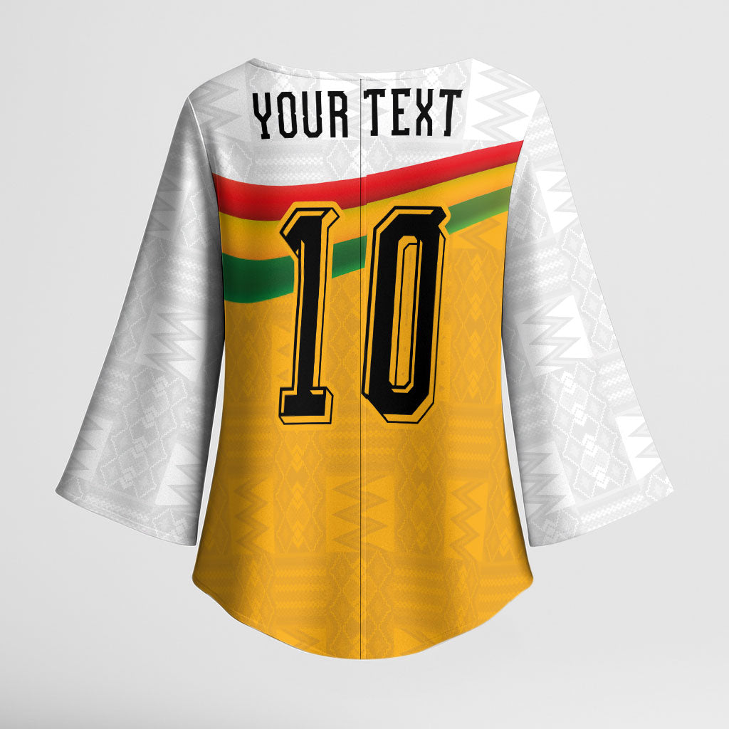Custom Ghana Football Kimono Sleeve Blouse Abstract Flag and Kente Pattern