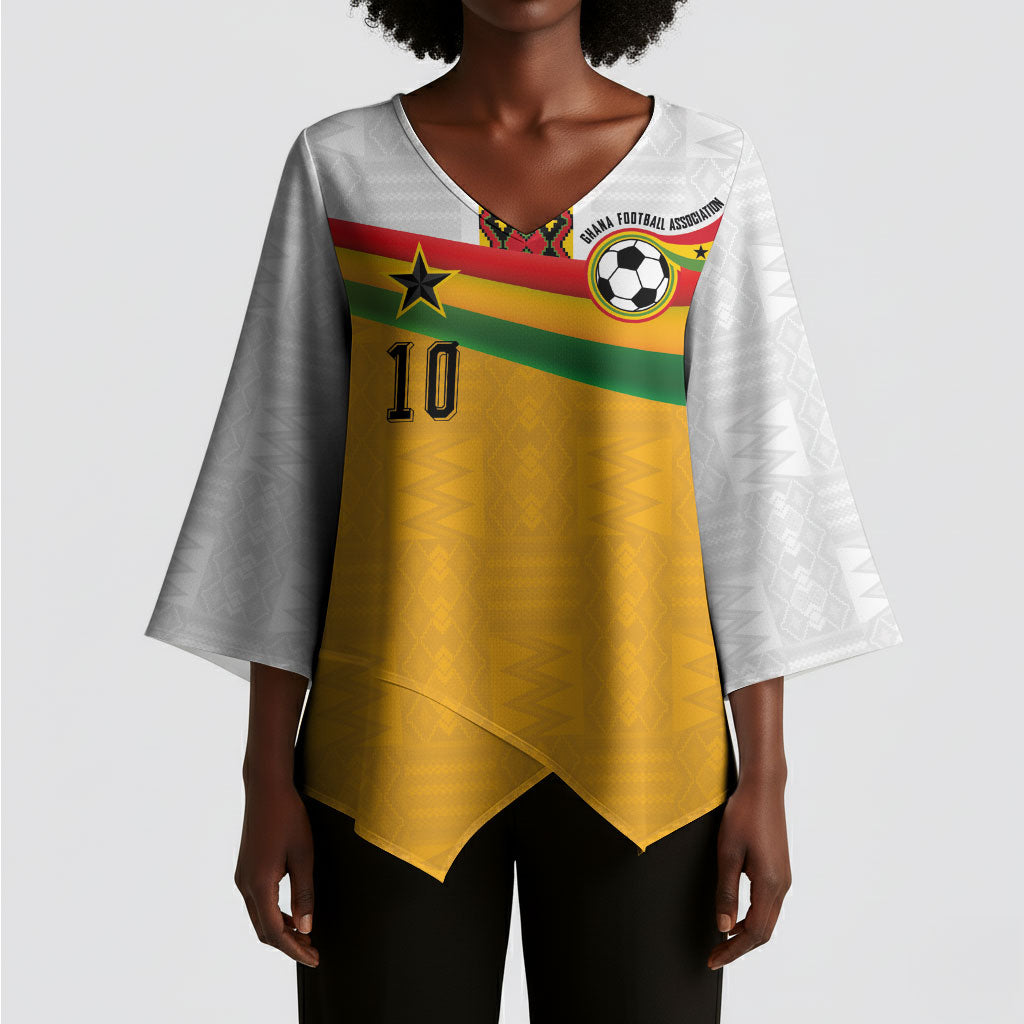 Custom Ghana Football Kimono Sleeve Blouse Abstract Flag and Kente Pattern