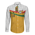 Custom Ghana Football Long Sleeve Button Shirt Abstract Flag and Kente Pattern
