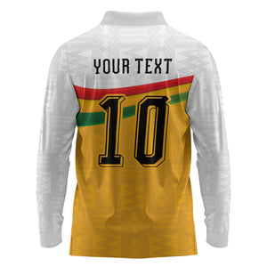 Custom Ghana Football Long Sleeve Polo Shirt Abstract Flag and Kente Pattern