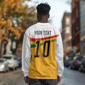 Custom Ghana Football Long Sleeve Shirt Abstract Flag and Kente Pattern