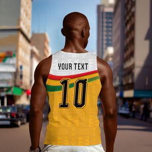 Custom Ghana Football Men Tank Top Abstract Flag and Kente Pattern