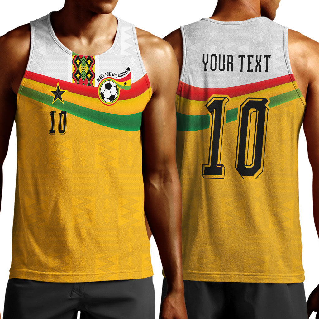 Custom Ghana Football Men Tank Top Abstract Flag and Kente Pattern