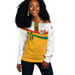 Custom Ghana Football Off Shoulder Sweater Abstract Flag and Kente Pattern