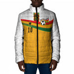 Custom Ghana Football Padded Jacket Abstract Flag and Kente Pattern