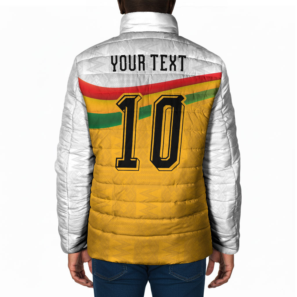 Custom Ghana Football Padded Jacket Abstract Flag and Kente Pattern