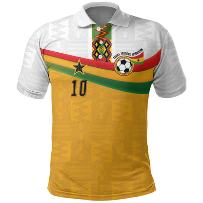 Custom Ghana Football Polo Shirt Abstract Flag and Kente Pattern