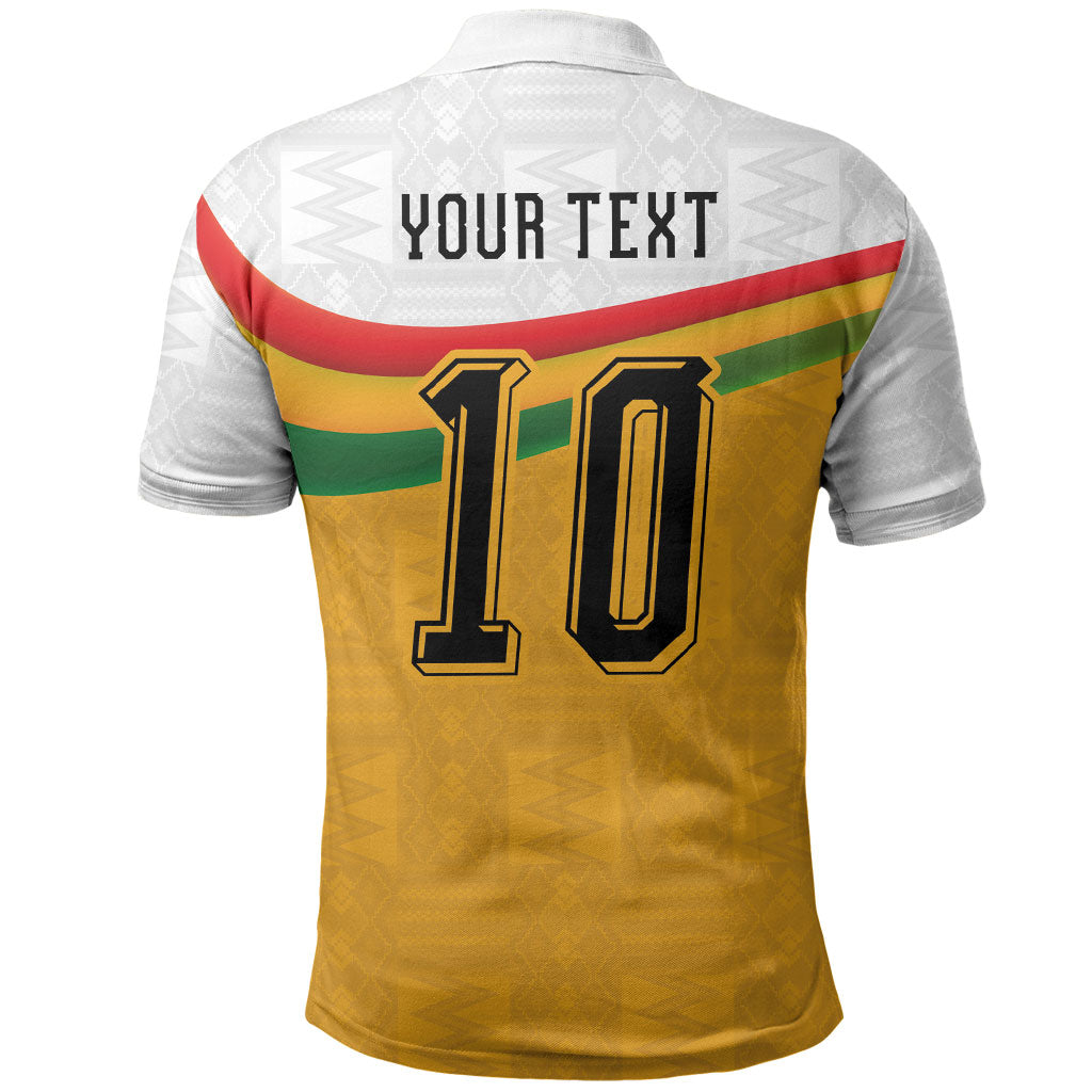 Custom Ghana Football Polo Shirt Abstract Flag and Kente Pattern