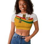 Custom Ghana Football Raglan Cropped T shirt Abstract Flag and Kente Pattern