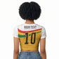 Custom Ghana Football Raglan Cropped T shirt Abstract Flag and Kente Pattern