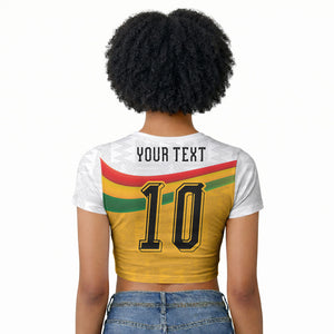 Custom Ghana Football Raglan Cropped T shirt Abstract Flag and Kente Pattern