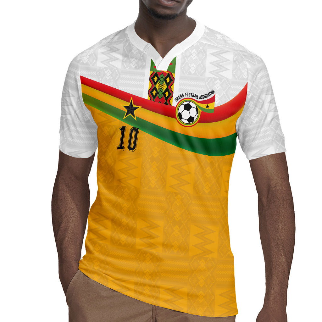 Custom Ghana Football Rugby Jersey Abstract Flag and Kente Pattern