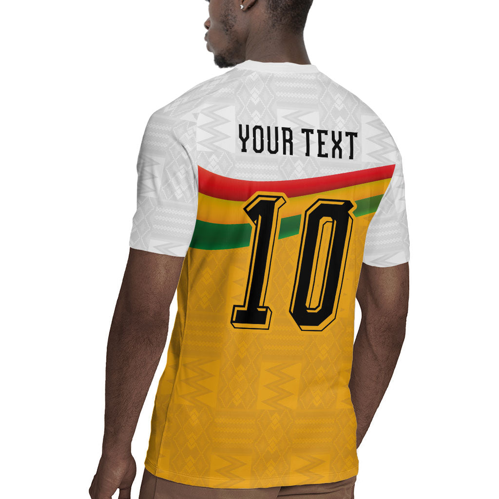Custom Ghana Football Rugby Jersey Abstract Flag and Kente Pattern